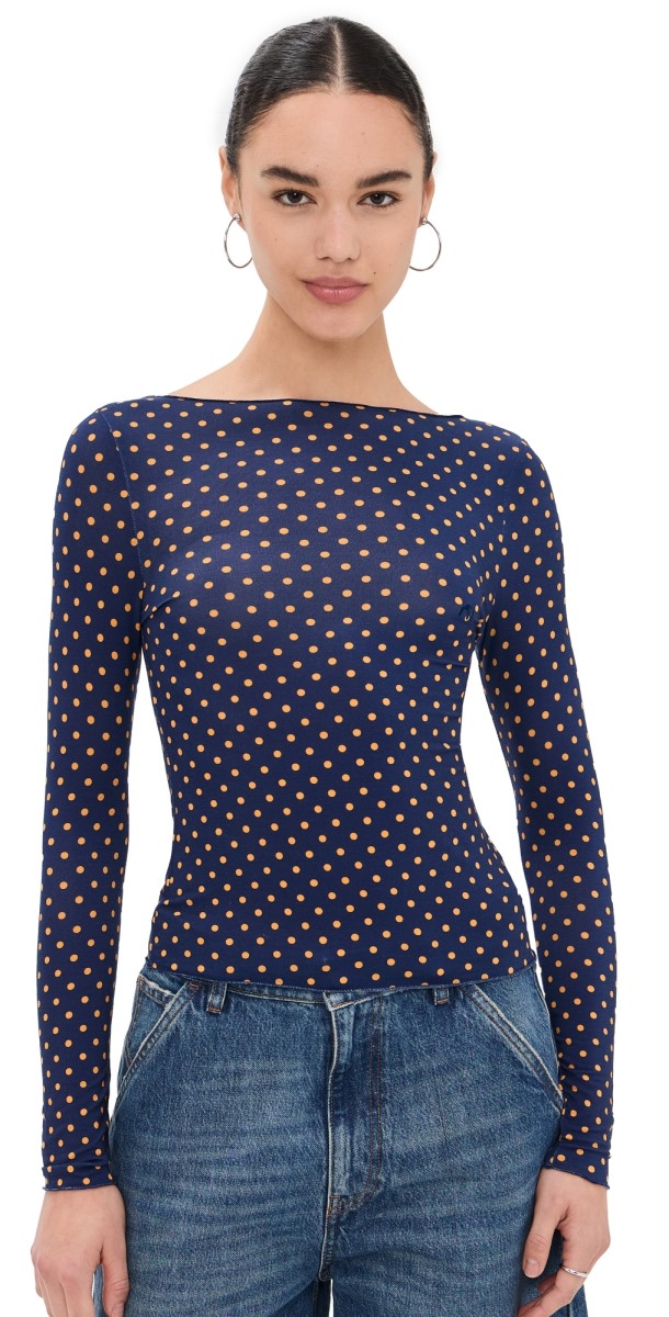 Miaou Amelia Top Blue Polka Dots
