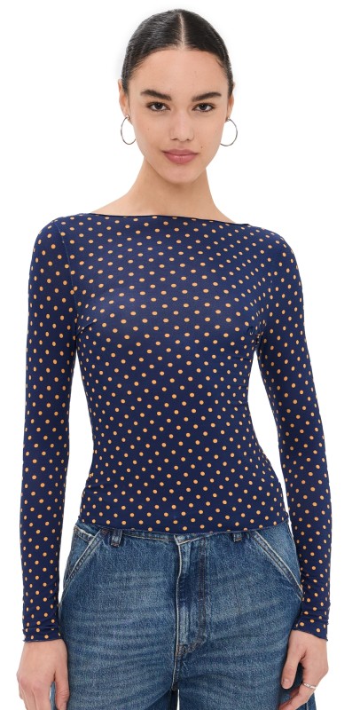 Miaou Amelia Top Blue Polka Dots