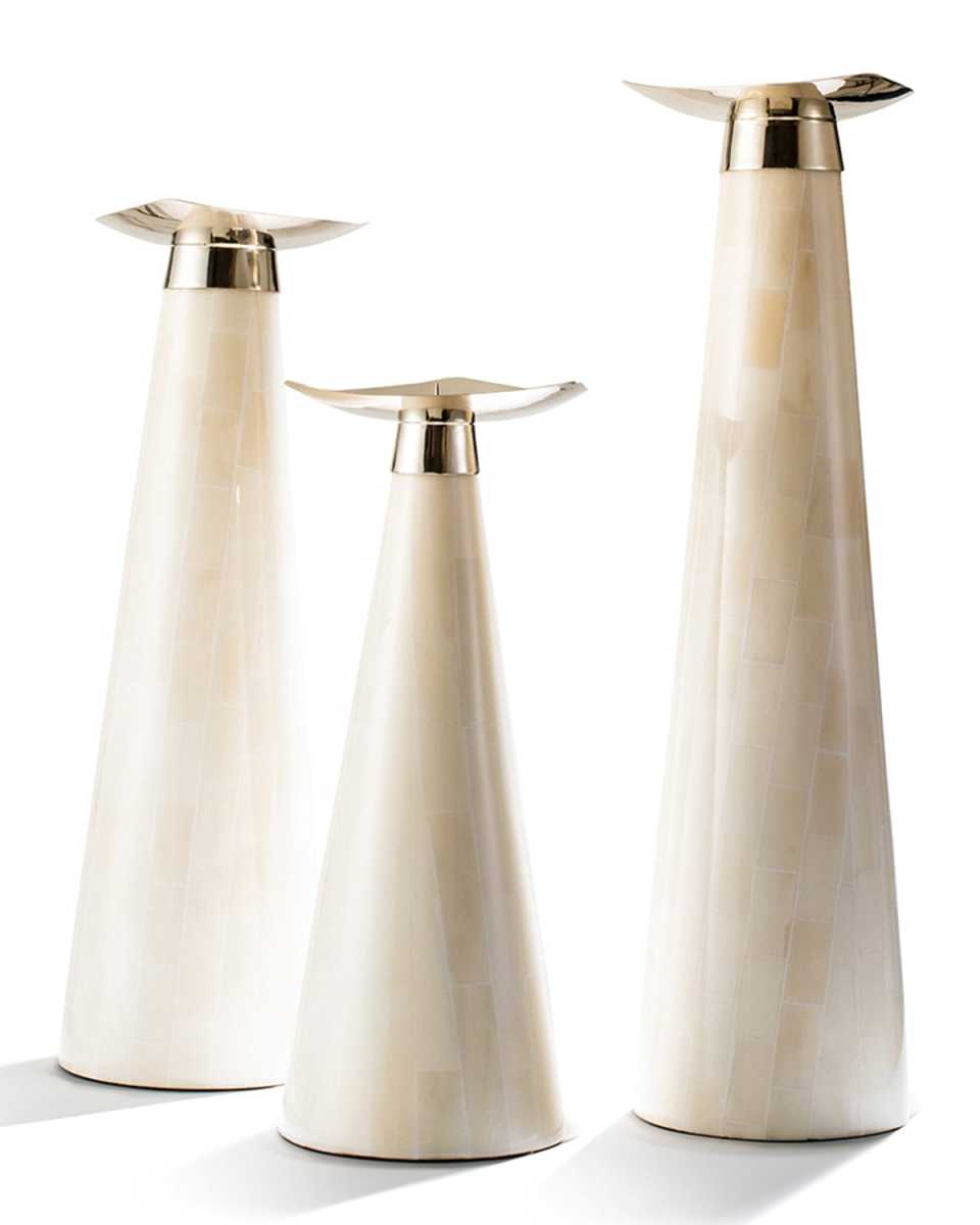 Bone Candlestick Holder Trio Set