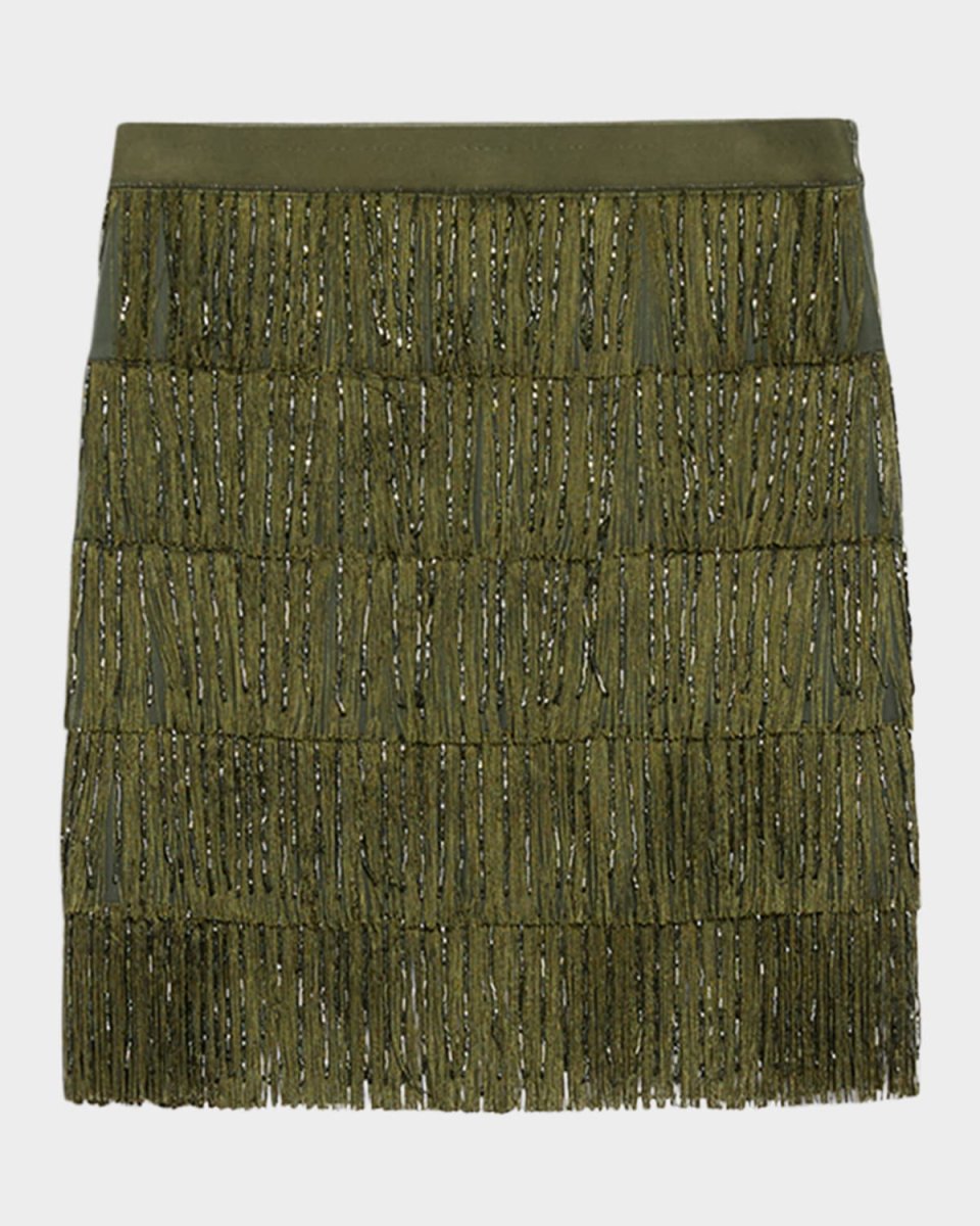 Garonna Tiered Fringe Mini Skirt