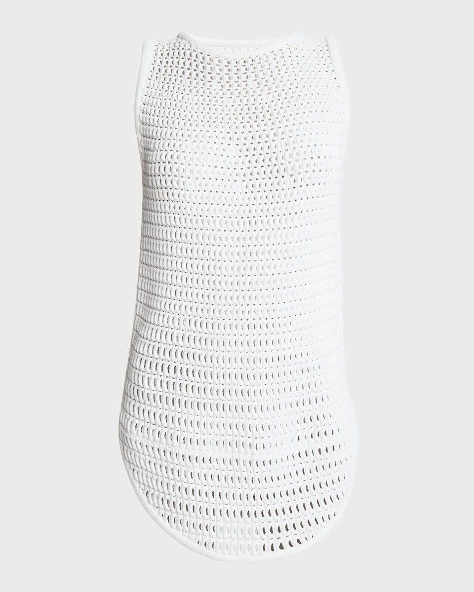 Open Waffle Knit Sleeveless Mini Dress