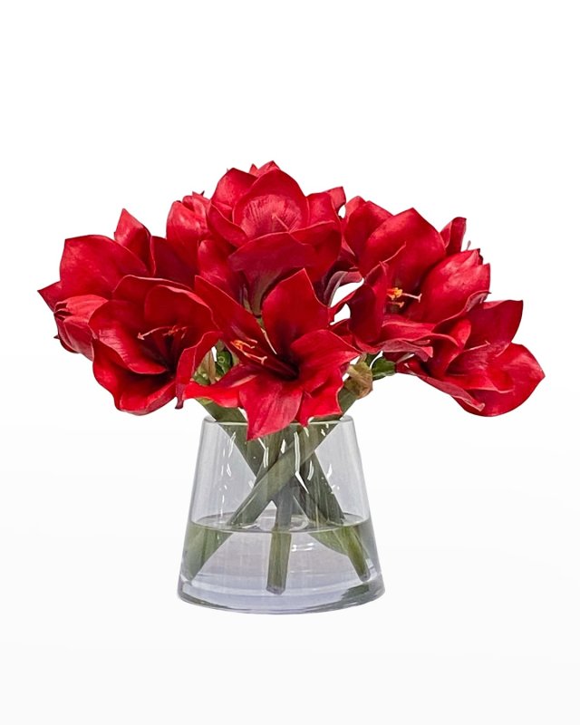 Amaryllis Faux-Floral Arrangement in Vase