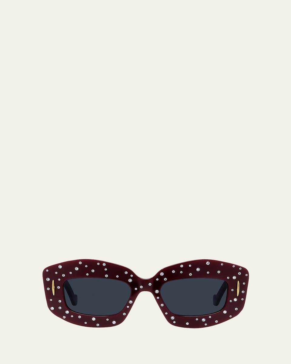 Starry Night Red Acetate Rectangle Sunglasses