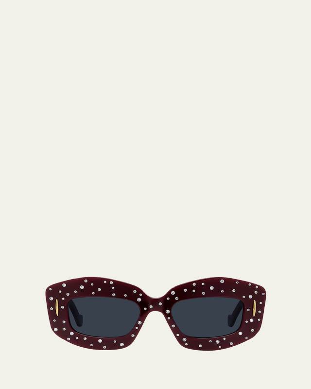 Starry Night Red Acetate Rectangle Sunglasses