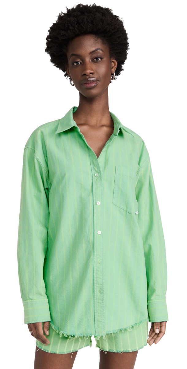 Alexander Wang Boyfriend Shirt with Raw Hem Spring Bud