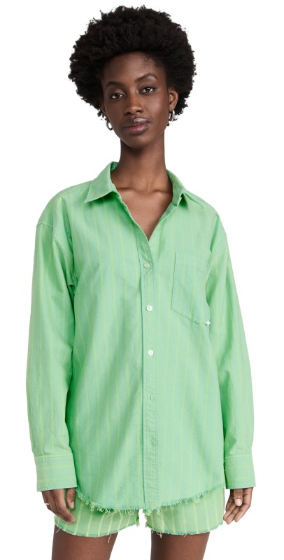 Alexander Wang Boyfriend Shirt with Raw Hem Spring Bud