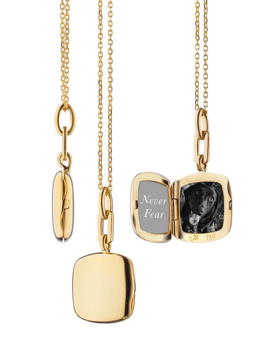 18K Rose Gold Slim Cushion Locket Necklace