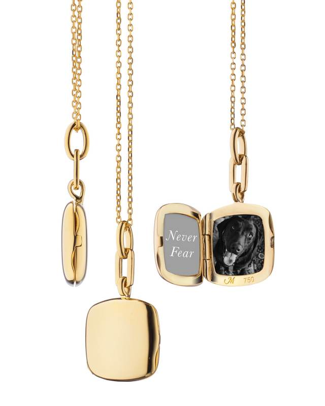 18K Rose Gold Slim Cushion Locket Necklace