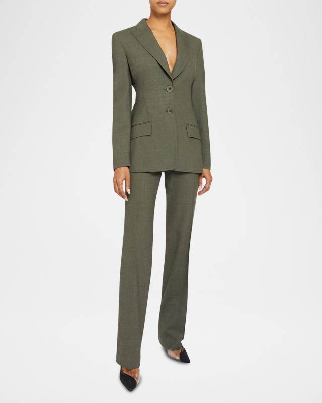 Erinca Single-Breasted Stretch Wool Blazer