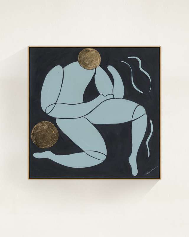 "Deco Figure II" Framed Giclee by Bella Lane, 48" x 48"