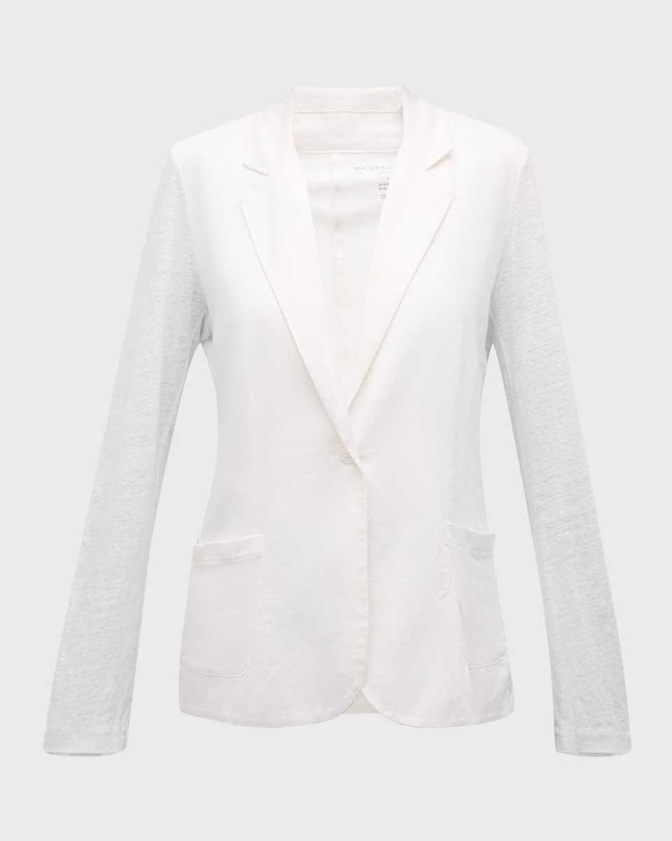 Stretch Linen One-Button Blazer