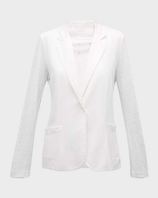 Stretch Linen One-Button Blazer