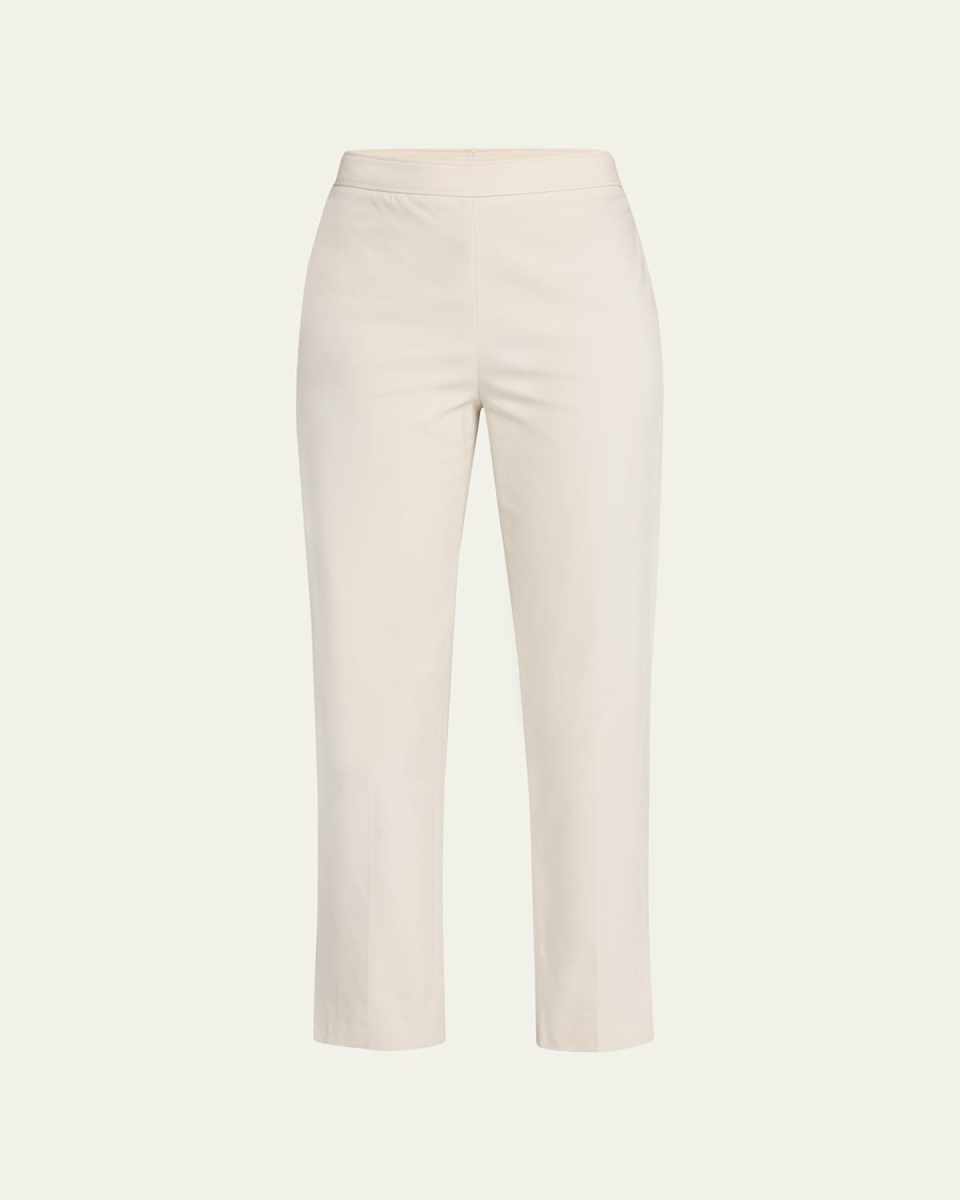 Cotton Straight-Leg Pants with Monili Detail
