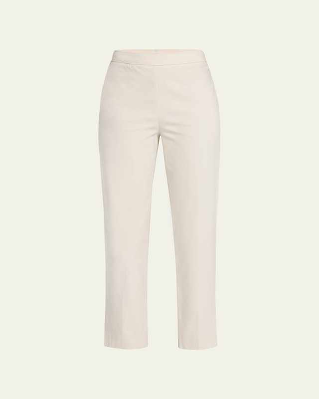 Cotton Straight-Leg Pants with Monili Detail