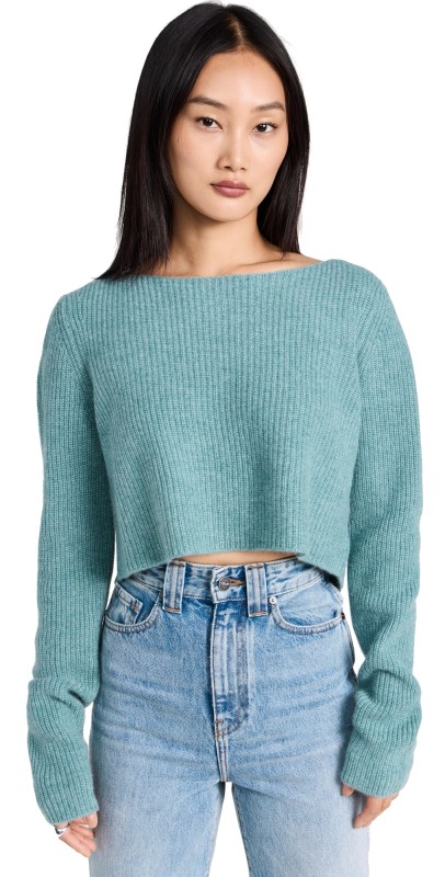 Le Kasha Cannes Cashmere Cropped Sweater Mineral Green