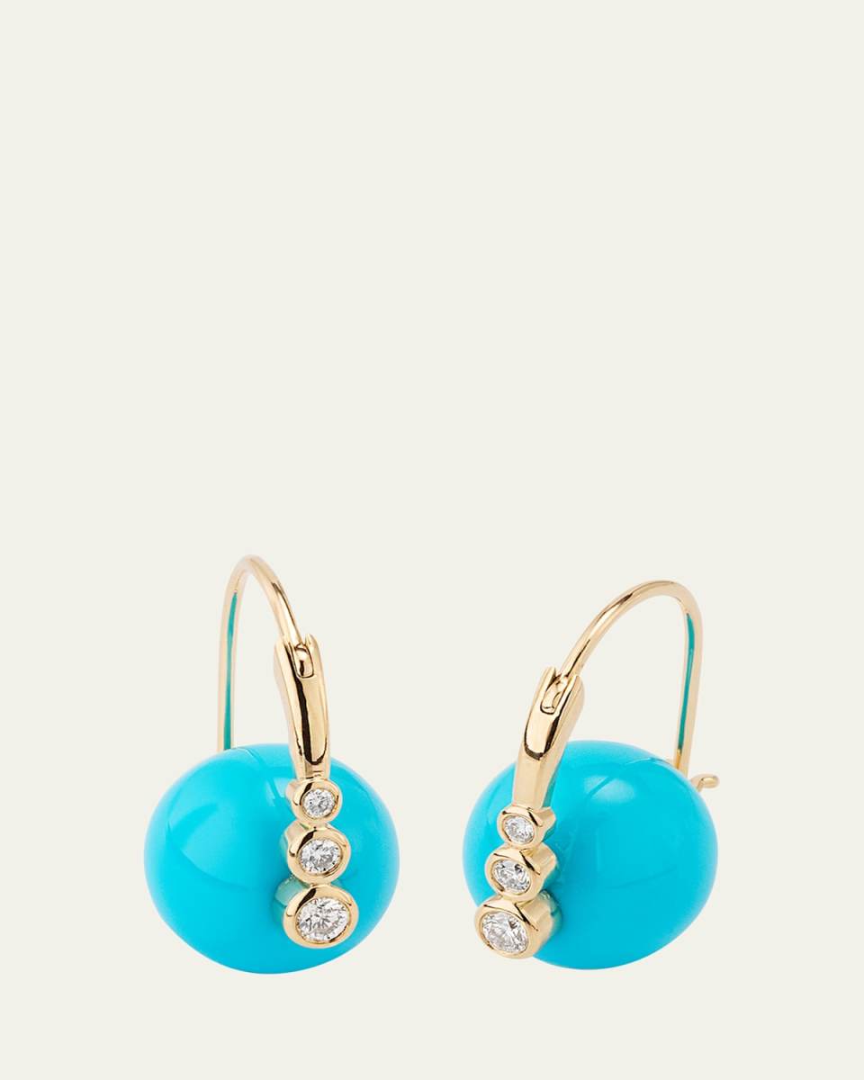 Graduated Bezel Bead Earrings on Turquoise