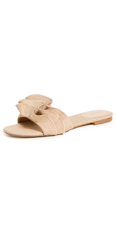 Larroudé Ivy Ruffle Sandals Beige/Beige