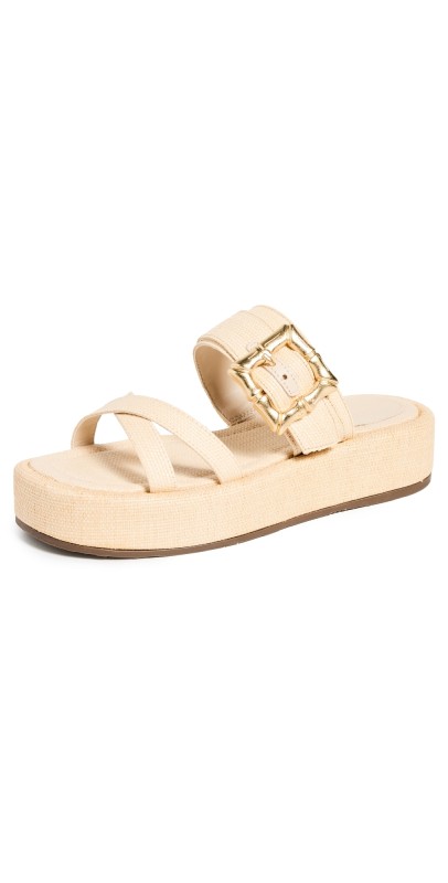 Schutz Lola Flatform Sandals Natural/Egg Shell