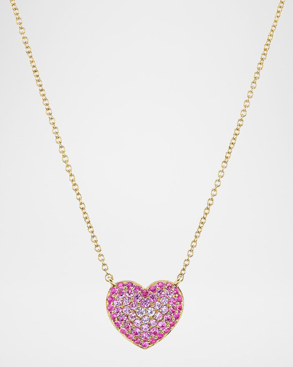 Lucy Ombré Heart Sapphire Necklace in 18K Yellow Gold, 16"