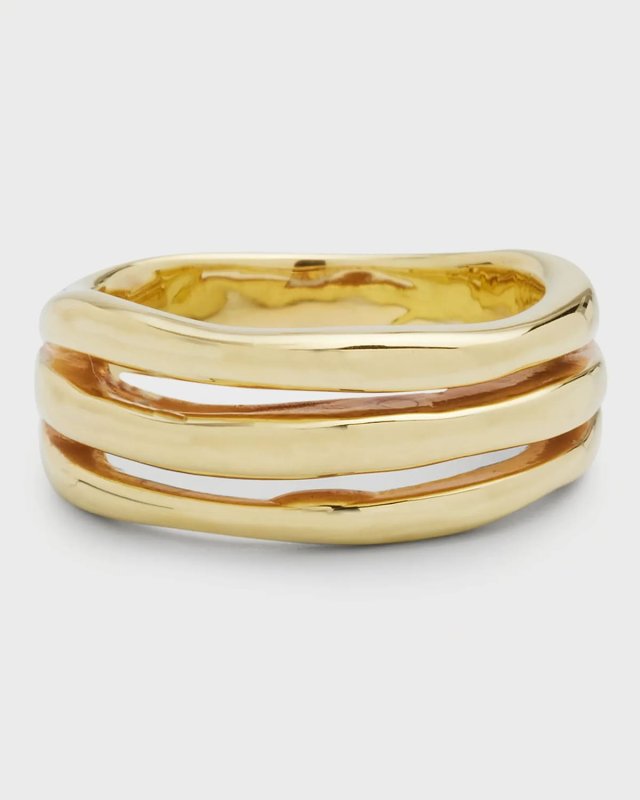 Smooth Squiggle Triple Band Ring in 18K Gold