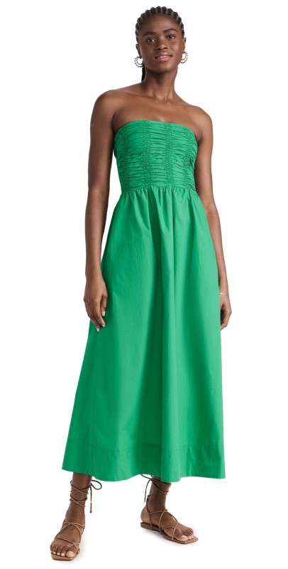 FAITHFULL THE BRAND Dominquez Midi Dress Verde