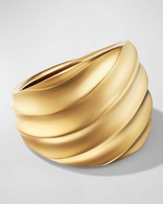 Cable Edge Saddle Ring in 18K Gold, 20mm