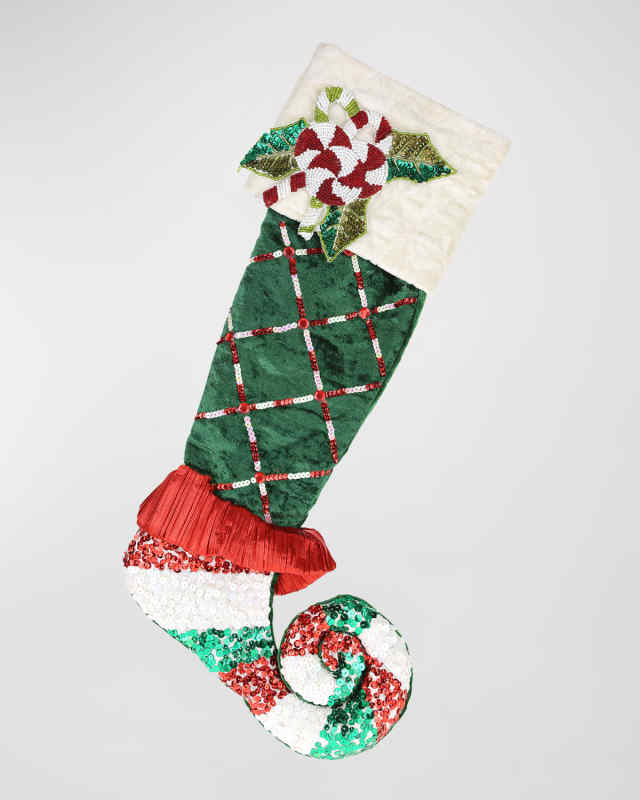 Holly and Ivy Embroidered Stocking, 25"