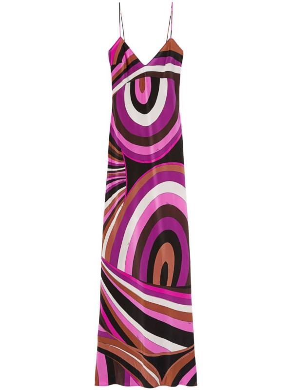 Iride-print silk dress