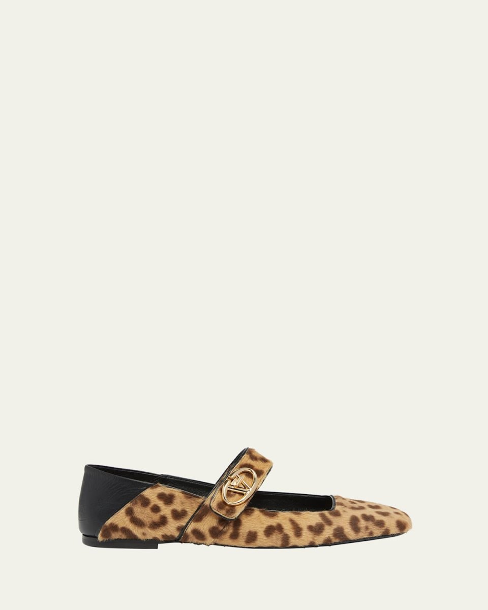 VLogo Calf Hair Mary Jane Ballerina Flats