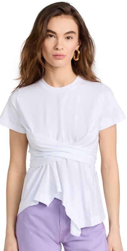 Marques Almeida Cross Waist Drape T-Shirt White