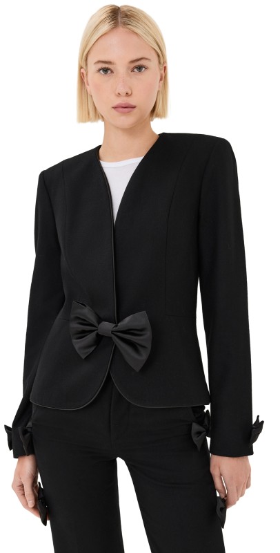 Tanner Fletcher Edith Satin Bow Jacket Black