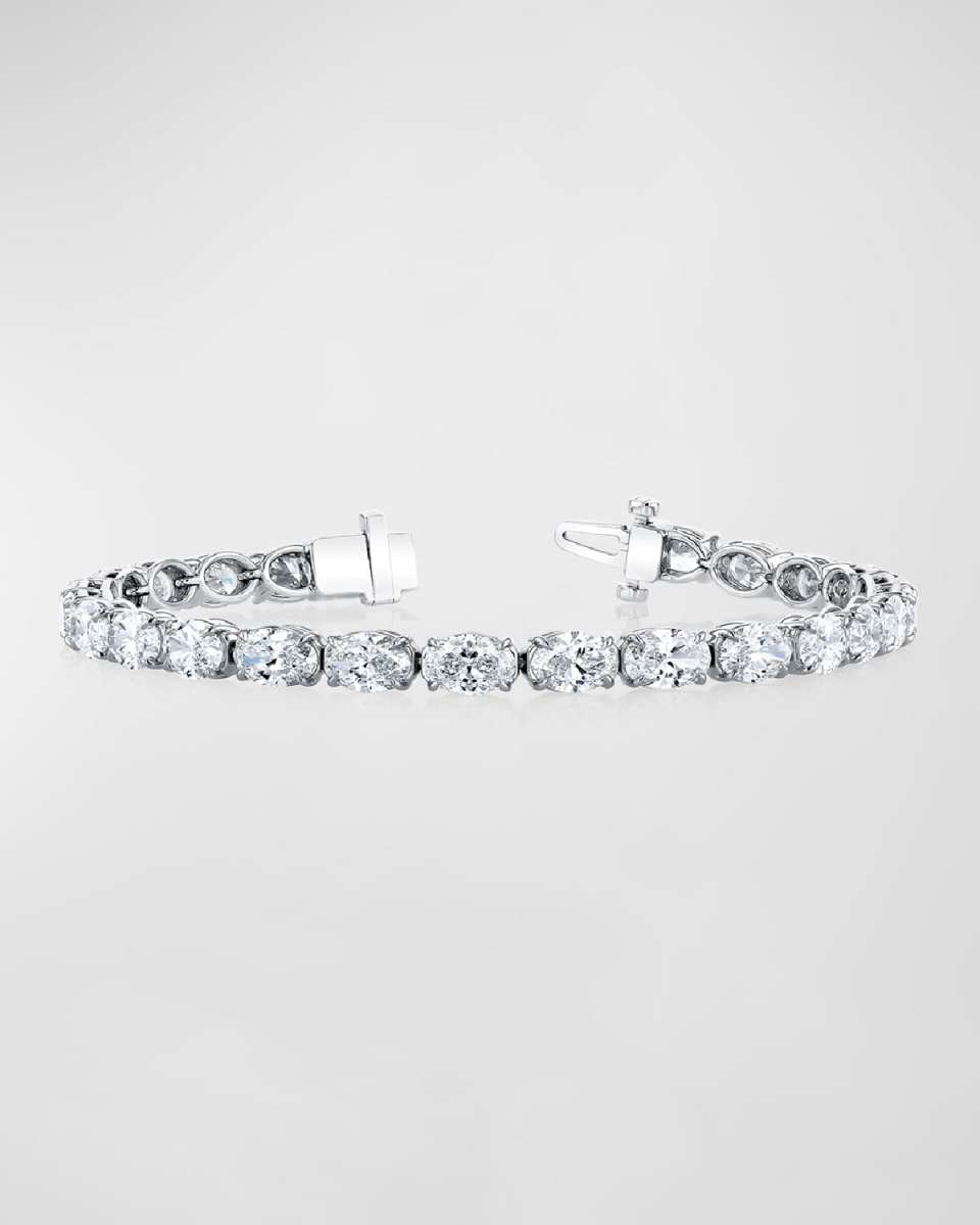 Platinum East-West Prong-Set Diamond Tennis Bracelet, 7.40tcw, 7"L
