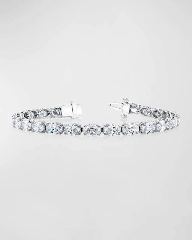 Platinum East-West Prong-Set Diamond Tennis Bracelet, 7.40tcw, 7"L