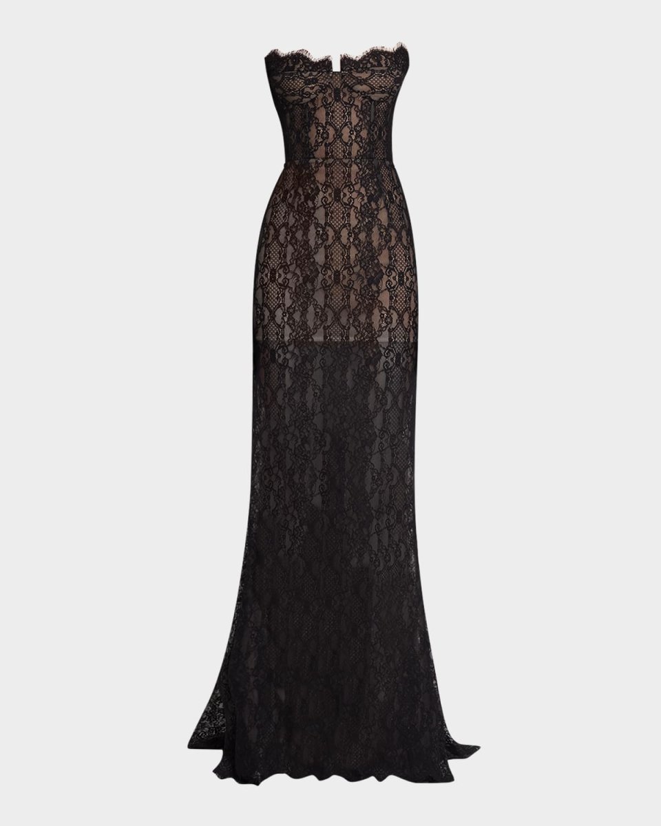 Kiera Strapless Lace Gown with Evening Gloves