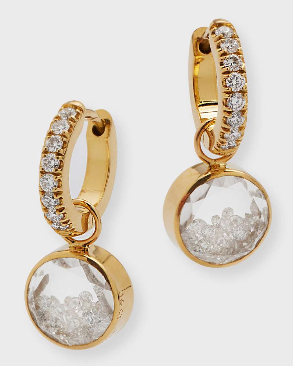 18k Yellow Gold Gala Kaleidoscope Shaker Huggie Earrings