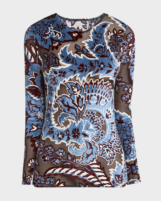 Velvet Printed Sheer Top