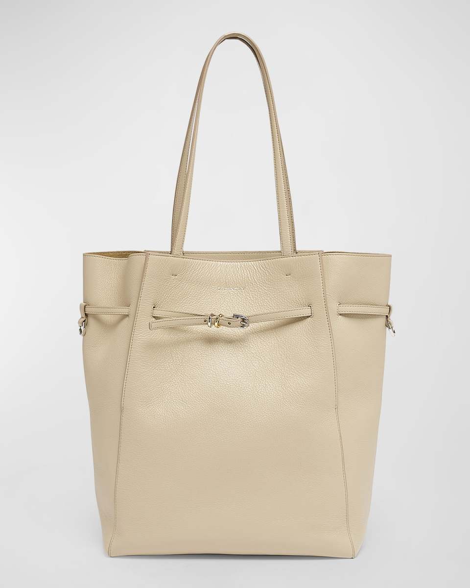 Voyou Medium North-South Tote Bag in Tumbled Leather