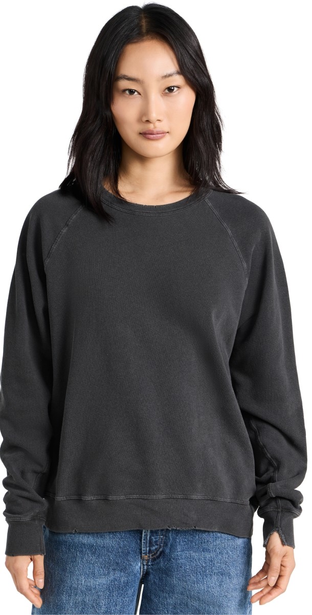 THE GREAT. The College Sweatshirt Washed Black