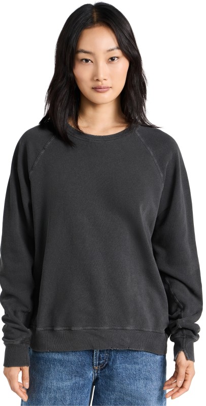 THE GREAT. The College Sweatshirt Washed Black