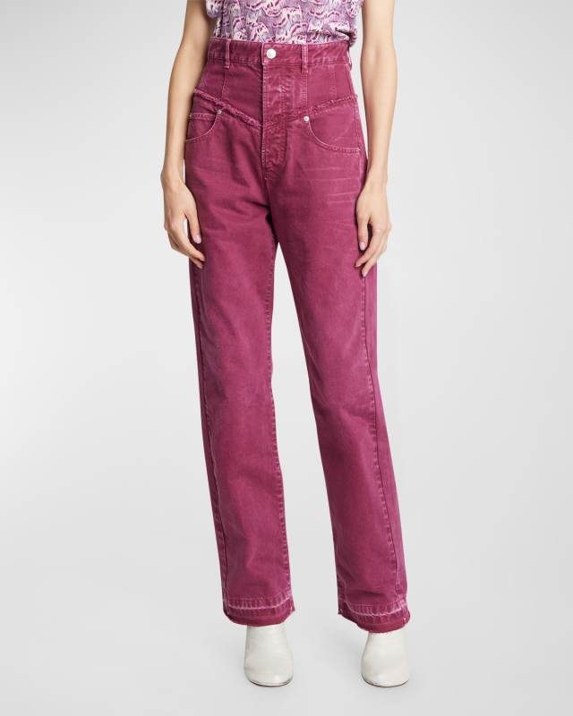 Noemie High-Rise Straight-Leg Released Hem Jeans