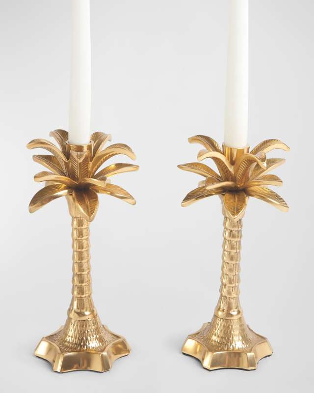 Palm Tree Candlesticks, Set of 2