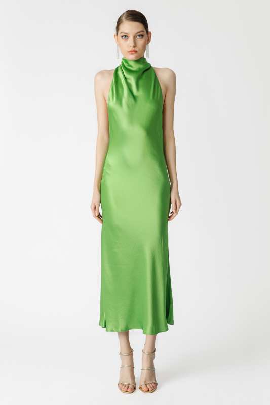 Penella Backless Satin Midi Dress
