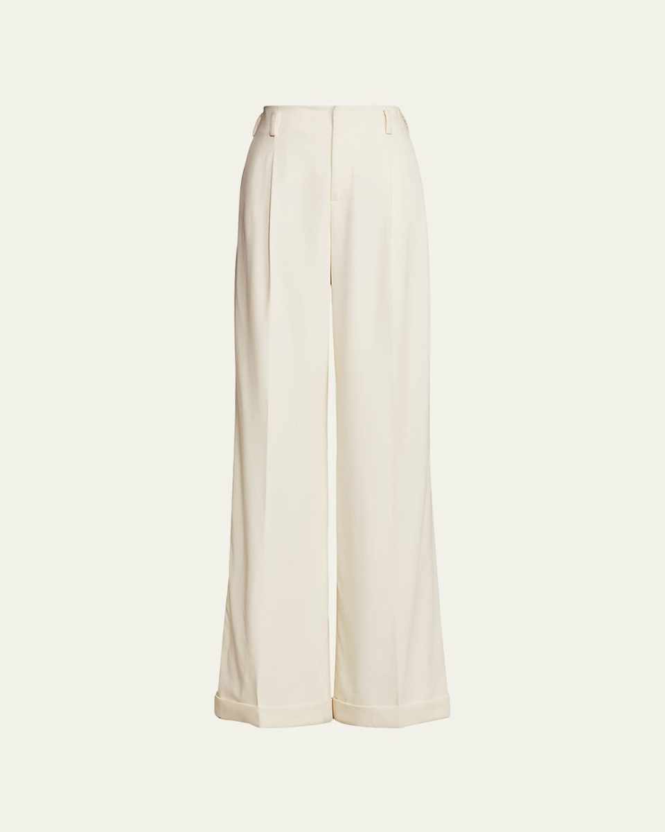 Acklie Wide-Leg Cuffed Wool Trousers