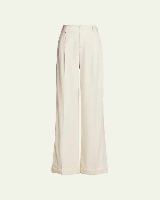 Acklie Wide-Leg Cuffed Wool Trousers