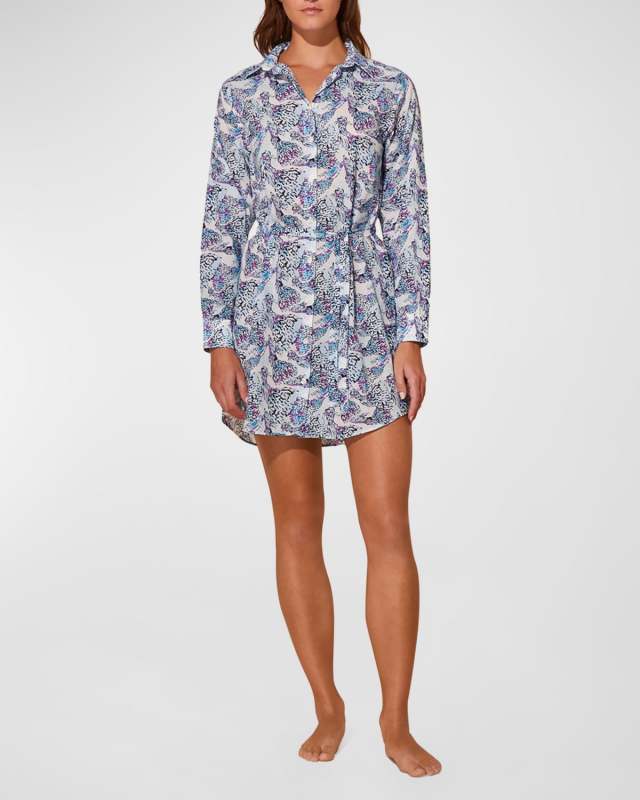 Isadora Fish-Print Shirtdress
