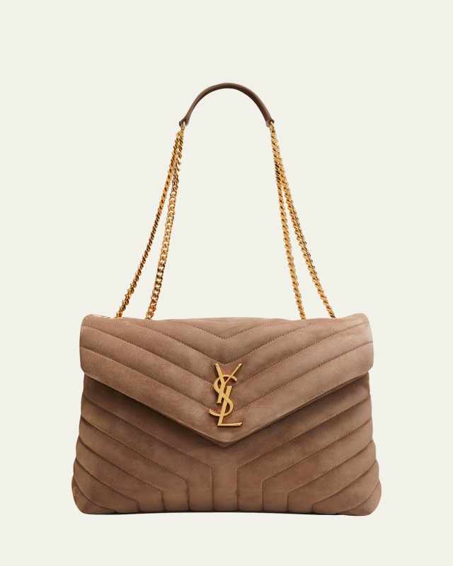 Loulou Medium YSL Shoulder Bag in Quilted Suede