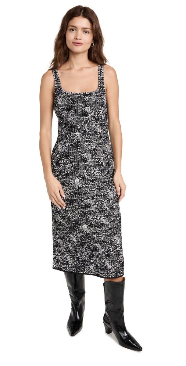 Proenzachouler White Labelpeckle Knit Dress Pearl/Black