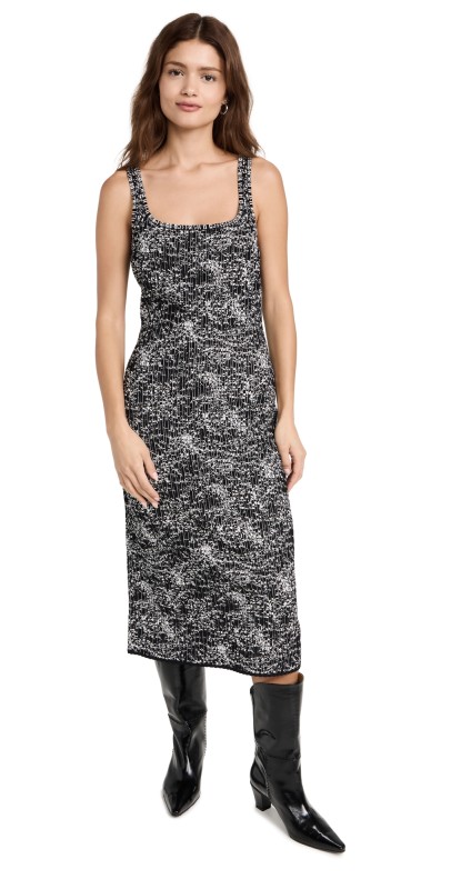 Proenzachouler White Labelpeckle Knit Dress Pearl/Black