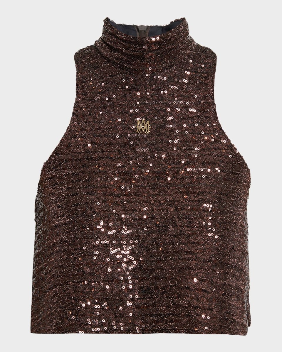Sequined Halter Crop Top