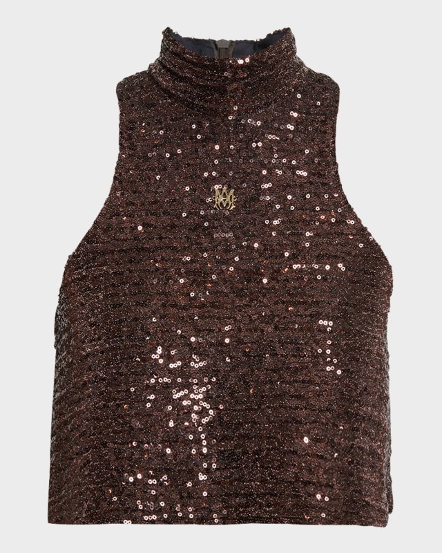 Sequined Halter Crop Top
